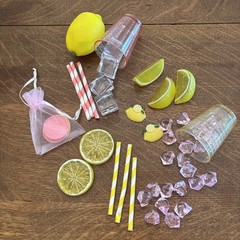 Kids Pink Lemonade Play Set Cups, Straws, Lemons, Ice, Coins