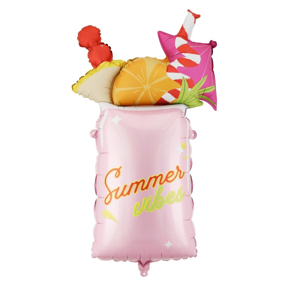 Summer Vibes Cocktail Foil Balloon 18.5×31.1 Inch Tropical Drink