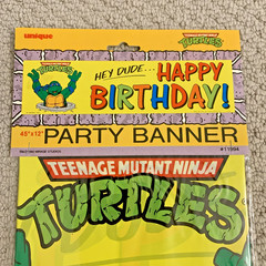 Vintage 1990 Teenage Mutant Ninja Turtles Birthday Party Banner 45″x12″ Sealed