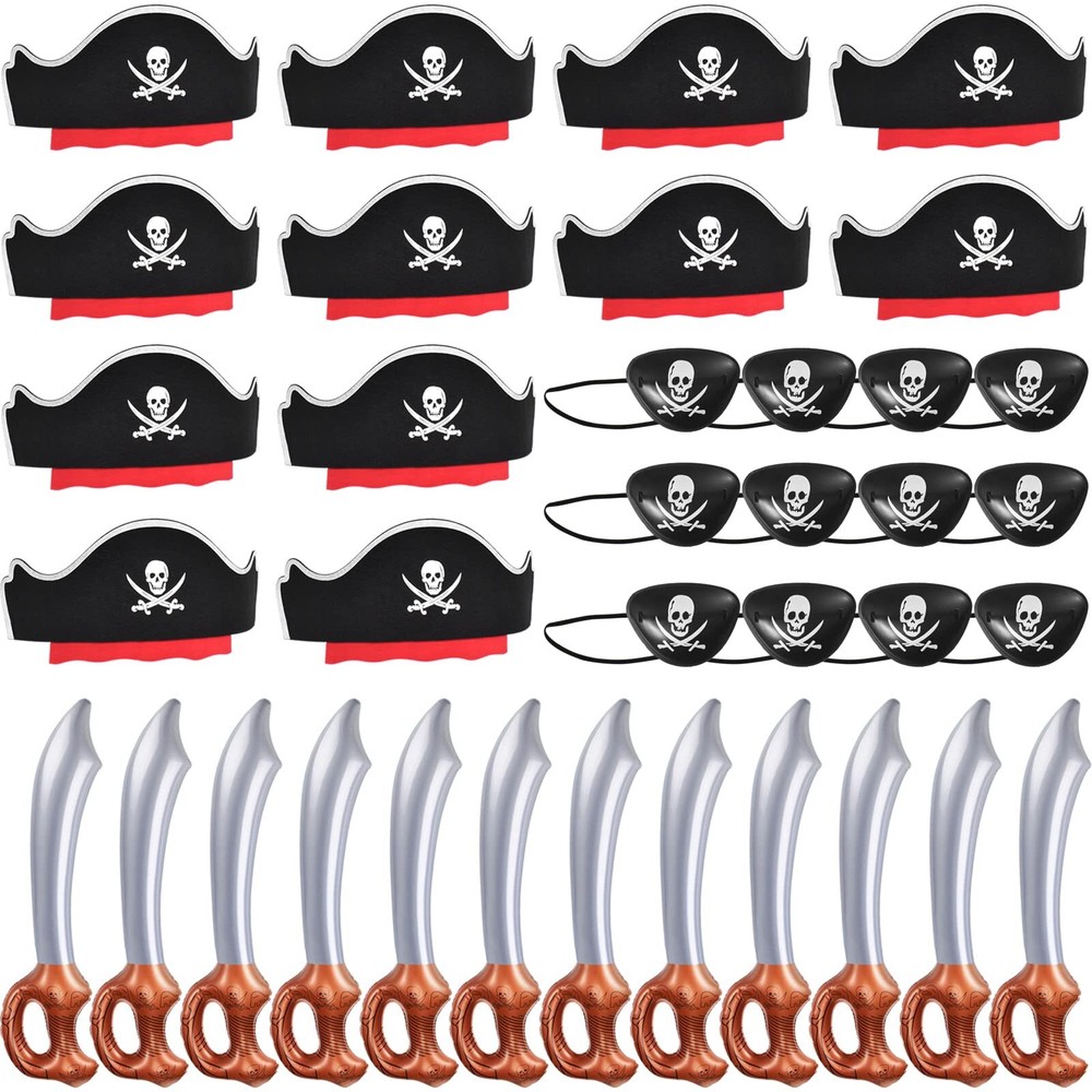 36 Pcs Pirate Hat Set Pirate Party Favors 12 Pcs Pirate Hats 12 Pcs Inflatabl…
