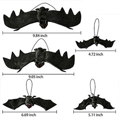 MGparty Halloween Hanging Bats 24 Pcs Realistic Scary Rubber Bats for