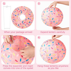 6 Pcs Donut Party Hanging Paper Lanterns Sprinkle Party Cupcake Hanging Paper La