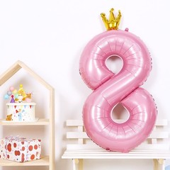 40″ Crown Pink Balloon – Big Conjoined Light Pink Foil Mylar Helium Number 8