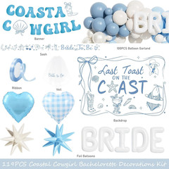 Last Toast on the Coast Bachelorette Decorations Kit- 119 Pcs Complete Coastal C