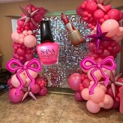 Spa Party Decoration Balloons,Nail Polish/LipStick/Hot Pink Bow Balloons,Thre…