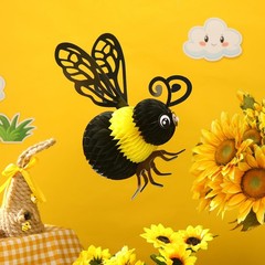 6 Pcs Bee Party Decorations 8 Inch Tissue Honeycomb Hanging Decor 8×10 Inch