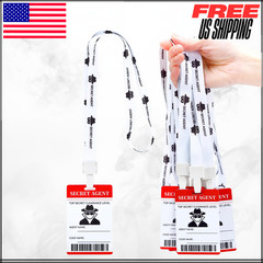 Kids Secret Agent Badge Name Tags Detective Badges Lanyards Card 30PK