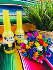 Handmade Glittered Corona Extra Beer Bottles – Set of 2 Glass Bottles