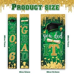 Green and Gold Graduation Decorations Class of 2026 Congrats Grad Banner and You