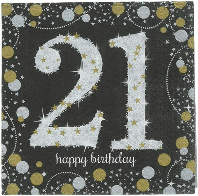 Amscan Party Supplies Sparkling Celebration 21 Beverage Napkins, One Size 3-pk