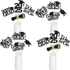24Pcs Black 2025 Graduation Table Centerpieces Sticks 2025 Graduation Party C…