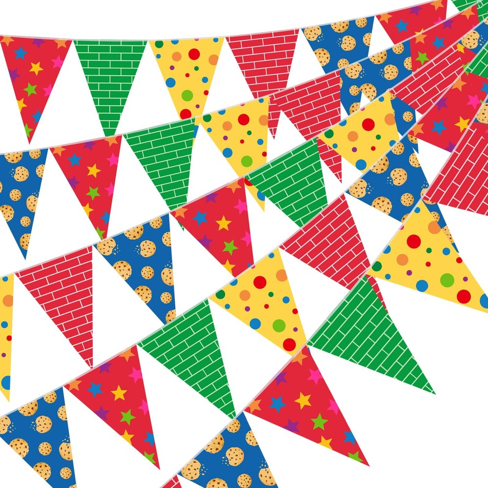 5 Pcs Red Brick Wall Banner Decoration Yellow Blue and Green Pennant Bunting …