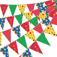 5 Pcs Red Brick Wall Banner Decoration Yellow Blue and Green Pennant Bunting …