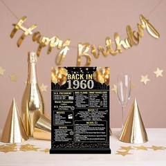 65th Birthday Anniversary Decoration Women Men, Black Gold Back in 1