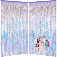3.28×6.56ft 2 Packs Iridescent Party Decorations Fringe Backdrop Sparkling