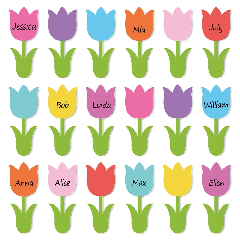 Spring Tulip Floral Cutouts Colorful Flower Leaves Shape Cut-Outs Cardboard P…