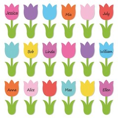 Spring Tulip Floral Cutouts Colorful Flower Leaves Shape Cut-Outs Cardboard P…