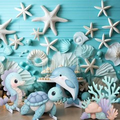 Sea Turtle Seahorse Dolphin Decor