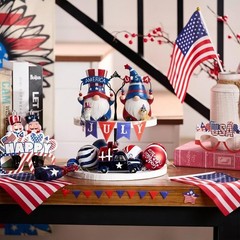 Compact Americana Gnomes with Pets – Ideal 4th of July & Memorial Day Decor