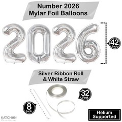 Silver Graduation Decorations 2026 | Giant, 42 Inch, Foil 2026 Graduation Bal…