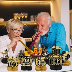 65th Birthday Decorations for Men – 9PCS Vintage 65th Birthday Honeycomb Cent…