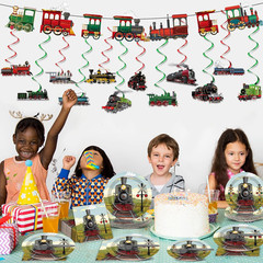Party Greeting 109Pcs Train Birthday Party Supplies Includes Steam Train Party P