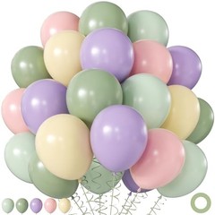 Balloons, 60Pcs 12 Inch Pastel Balloons Include Sage Purple Green Pink Yellow