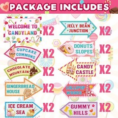 20 Pieces Candyland Decorations Welcome to Signs Candy Party…