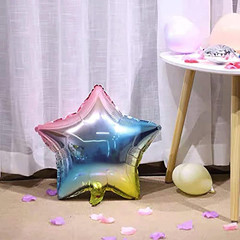 18 Assorted Gradient Color Star Shaped Balloons 6 Kinds of Rainbow Party Foil Ba