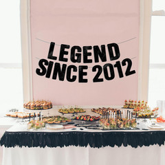 Pre-Strung Legend since 2012 Black Glitter Banner, Happy 14Th Birthday Decoratio