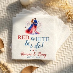 Personalized Red White & I Do Wedding Napkins Custom Decor SATTNA0715