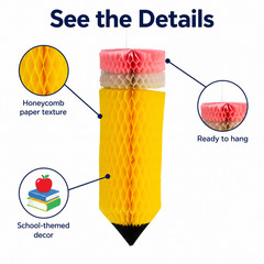 Pencil Hanging Honeycomb Decoration Classroom Teacher School Party Decor 12 In
