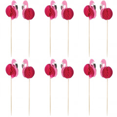 NEW 24 pcs Flamingo Cocktail Cupcake Picks Tropical Toppers Party Decorations