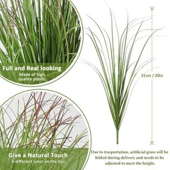 UXORSN 14 Bundles Artificial Onion Grass Plants Outdoor 20 inches tall, Green