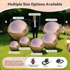Rose Gold Inflatable Big Mirror Ball Gold Shiny Balls Large Hanging & Standing P