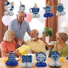 10 Pcs Retirement Party Decorations, Blue Silver Retirement Table Honeycomb C…