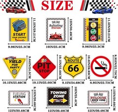 10 Pieces Racing Party Decorations Race Car Theme Party Sign Cutouts Cards for L