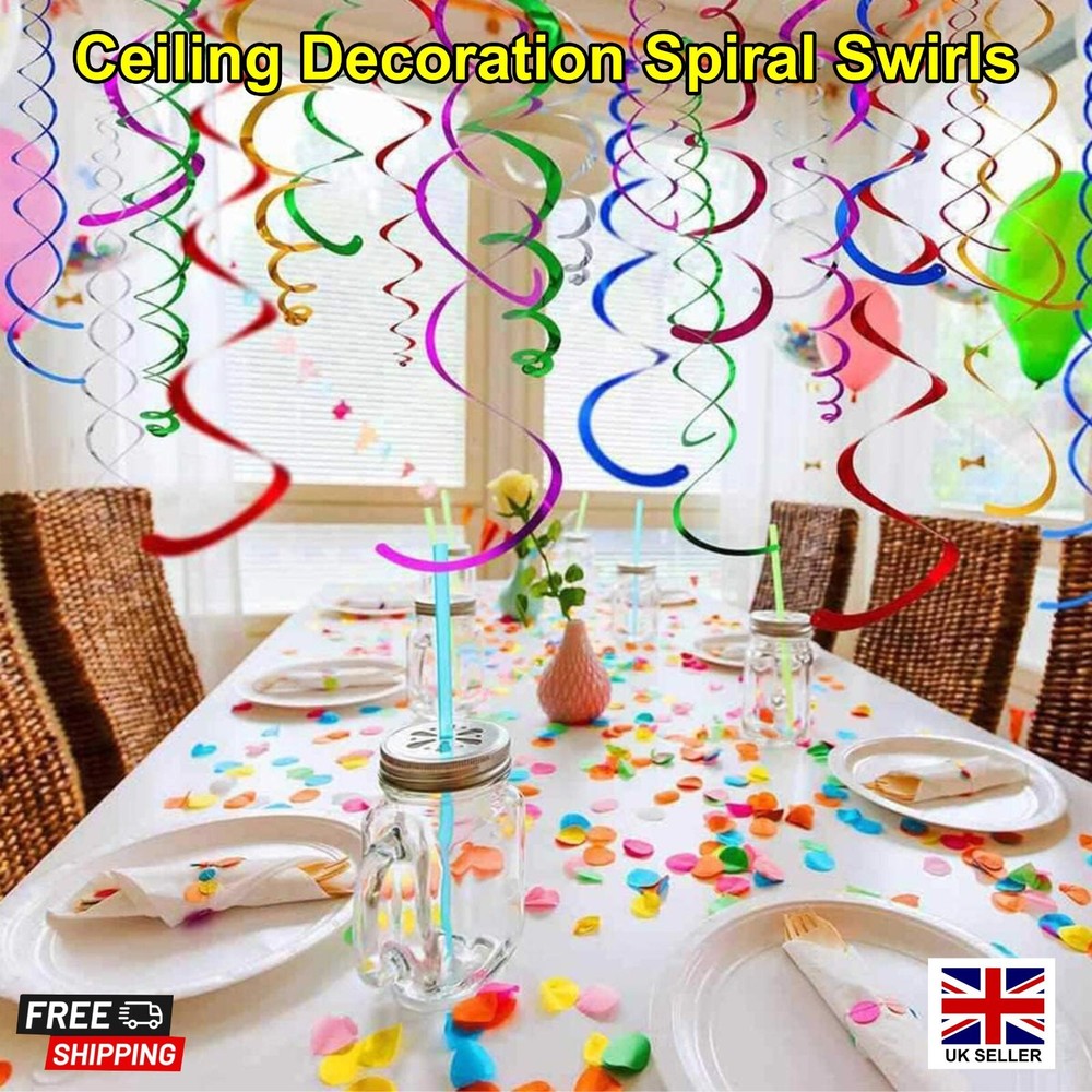 Swirl Decoration, 7pcs Hanging ceiling Spiral Decorations for Party Multicolour