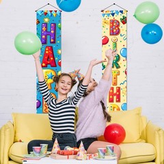 Happy Door Banner 12×71 Inch Vertical Hanging Party Decoration with Colorful …