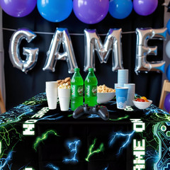 4 Pcs Video Game Table Cloth Video Game Birthday Decorations Gaming Birthday Par