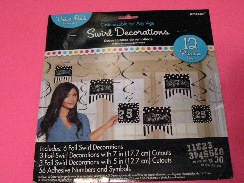 BIRTHDAY HANGING SWIRL DECORATION ~ Party Supplies Foil – For Any Age – New !