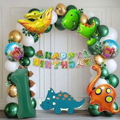 Dinosaur 1st Birthday Balloon Set, Dino-Themed Party Decorations for Boys Gir…
