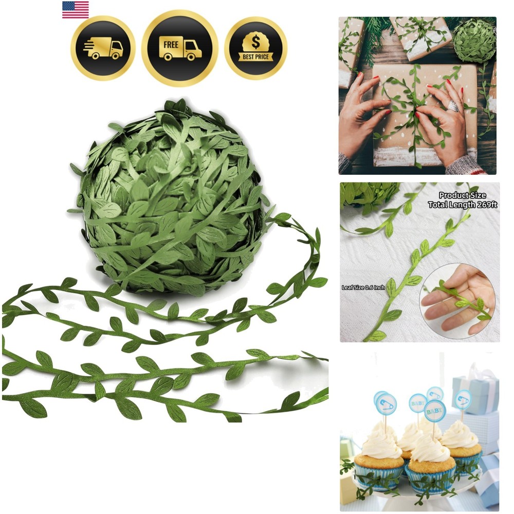 269ft Leaf Ribbon, Artificial Vines Leaf String Trim Ribbon – for Baby Shower…