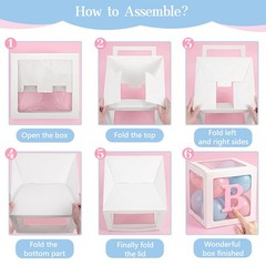 Baby Boxes with Letters for Baby Shower, 4pcs Transparent Baby Balloon Boxes …