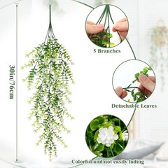 8pcs Artificial Plant Fake Eucalyptus Leaf Hanging Flowe Vine Garden Home Decor