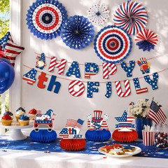 Patriotic 4th of July Decorations Set – Red White and Blue Party Supplies Inc…