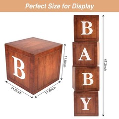 Wood Baby Shower Boxes Party Decorations – 4 Grain Brown Blocks