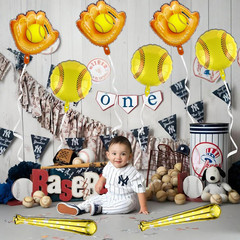 8pcs Softball Party Decorations – 18inch Baseball Balloons – Softball Foil Ballo