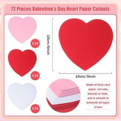 72 Pcs 6 Inch Large Heart Paper Cutouts, Double Sided Heart Shape Paper Decor…