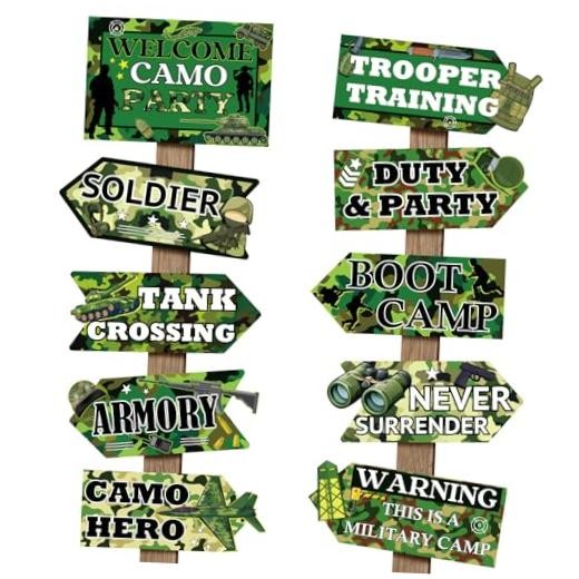 20 Pieces Party Signs Army Birthday Party Decorationsuflage Military Camo